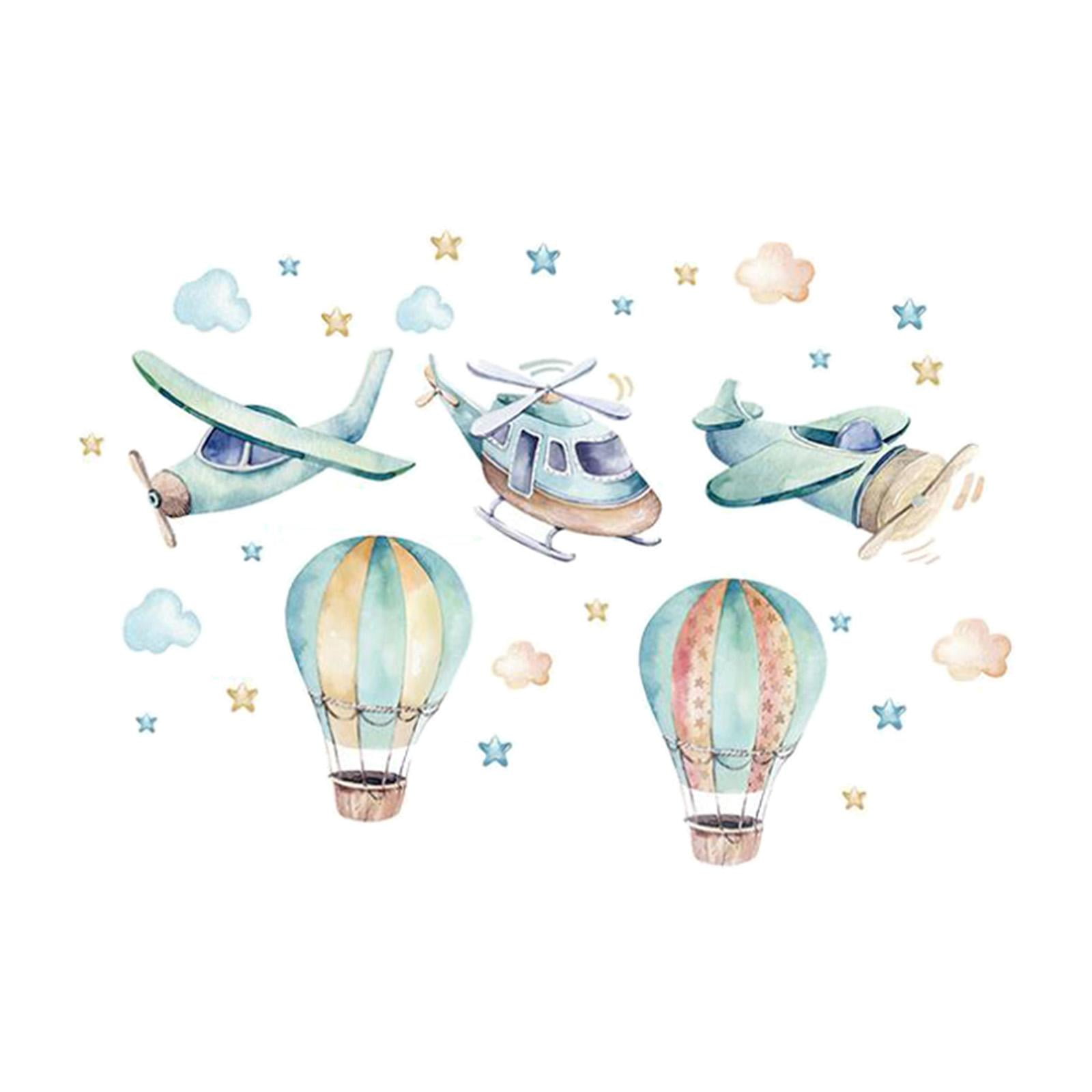 Magideal - Globo De Aire Caliente Pegatina De Pared Mural Pvc Dibujos Animados Autoadhesivo Arte De La Pared Decoración Calcomanía De Pared Para Sofá Telón De , Estilo B