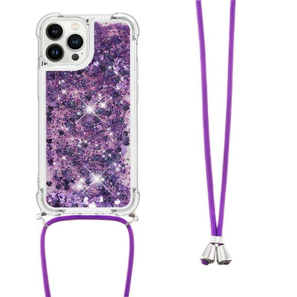 Funda FOXDOCK para iPhone 15 Pro Max con Cuerda Ajustable, Brillo Líquido, Protección Antigolpes y Lente – Ideal para Regalo