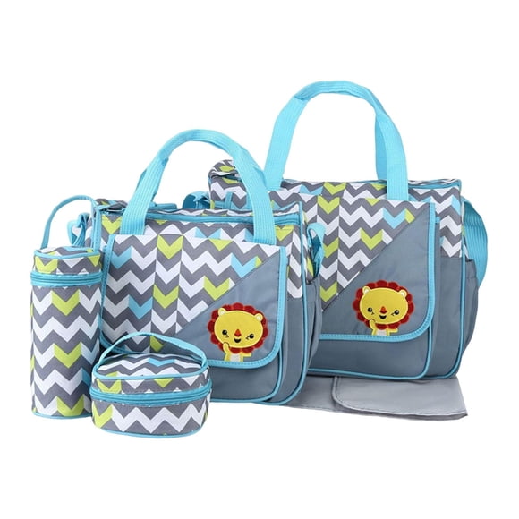 Juego De Bolsa De Pañales Con Bolsillos Con Bolsa De Botella Con Bolsa De Almuerzo Mochila De Hombro Gris
