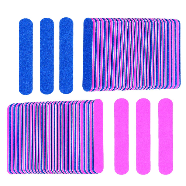Mini limas de uñas al por mayor, 100 unidades, desechables, de doble cara, tamaño de viaje, para hombres, mujeres y niños