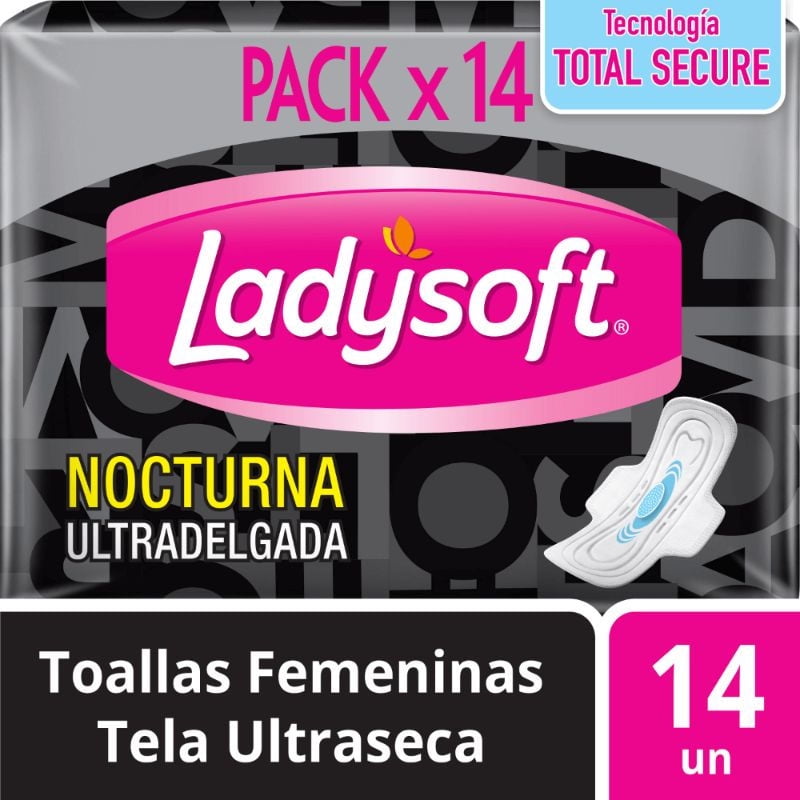 Ladysoft - Toallas Higiénicas Nocturna Ultradelgada Tela Ultraseca