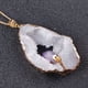 thumbnail image 3 of 1pc Natural Crystal Hole Hollow Slice Pendant Inlaid With Amethyst Tooth Gilt Edge Electroplating Colorful Irregular Sweater Necklace, 3 of 3