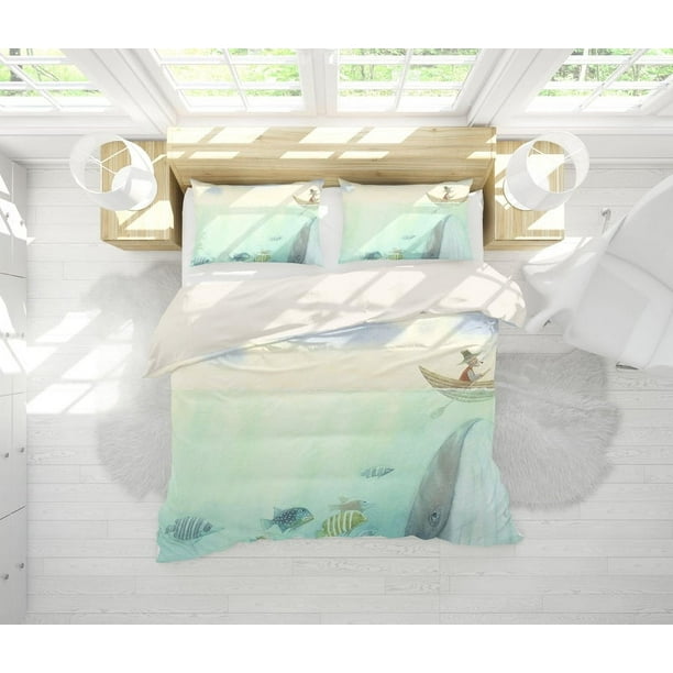 Juego de Ropa de Cama Milsleep 3D Cartoon Fish Boat 3 Piezas
