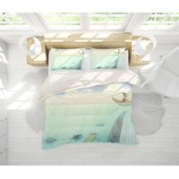 Milsleep - 3D Cartoon Fish Boat Funda De Edredón Juego De Ropa De Cama Fundas De Almohada 178
