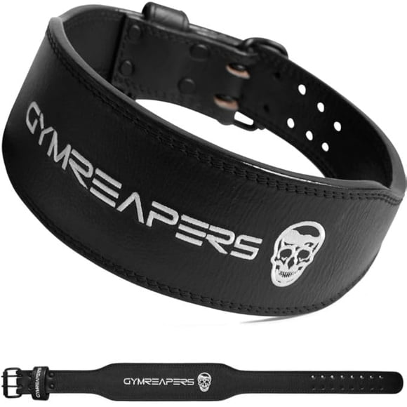 Cinturón de halterofilia de piel Gymreapers para culturismo negro