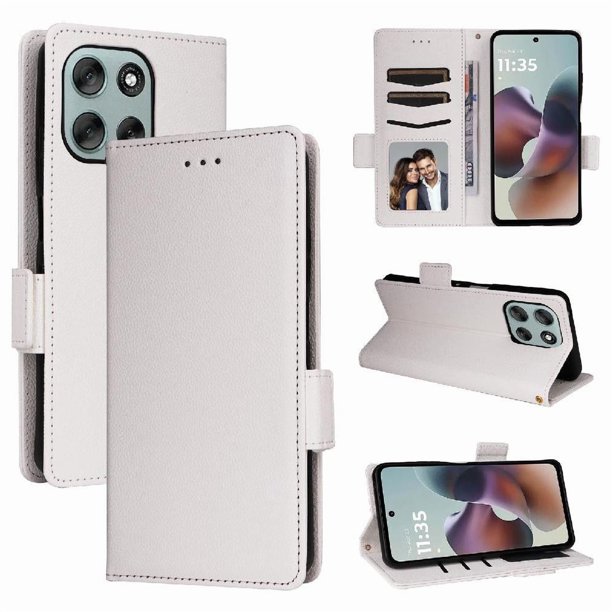 Funda Cartera para Motorola MOTO G66Y 5G Tapa Flip con Ranuras y Soporte Blanco