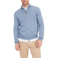 Sudadera Tommy Hilfiger Para Hombre, Talla Grande Y Alta, Cuello Alto Y Cremallera 1/4