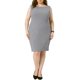 thumbnail image 1 of Agnes Orinda Vestido de Talla Grande para Mujer, Estilo Escolar Universitario, Sin Mangas, Cuello de Barco, Casual, Recto, Lápiz, para Trabajo, 2X Gris, 1 of 6