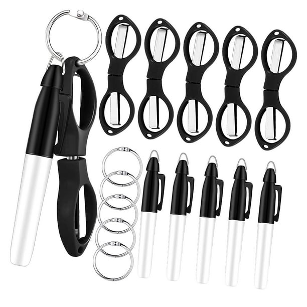 Llavero De Tijeras Plegables, Juego De Bolígrafos De Enfermera De Tijera De Metal Plateado, Negro