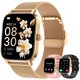 thumbnail image 1 of Smartwatch Kimeag 1,85" resistente al agua con llamadas y funciones de fitness color dorado, 1 of 8