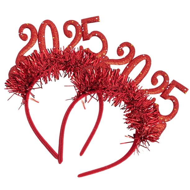 2 diademas para fiesta de Año Nuevo 2025 con purpurina dorada. Tocado festivo para fiestas de Nochevieja.