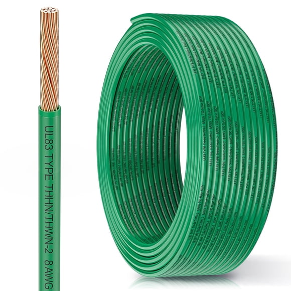 Cable MEIHUIJI 8 AWG THHN 7,6 m 600 V verde con nylon y PVC