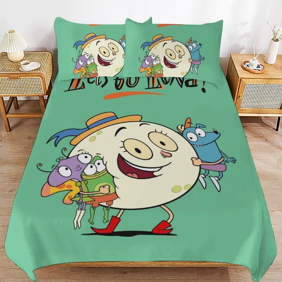 Let's Go Luna Cartoon Bedding Sets Ultra Soft Skin-Friendly Duvet Cover 3 Piece, Cute Comforter Cover Bed Set for Boys Girls Kids