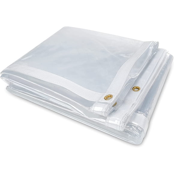 Lona Likeem, PVC transparente, impermeable, 24 mm, con ojales, 2,4 x 3,7 m