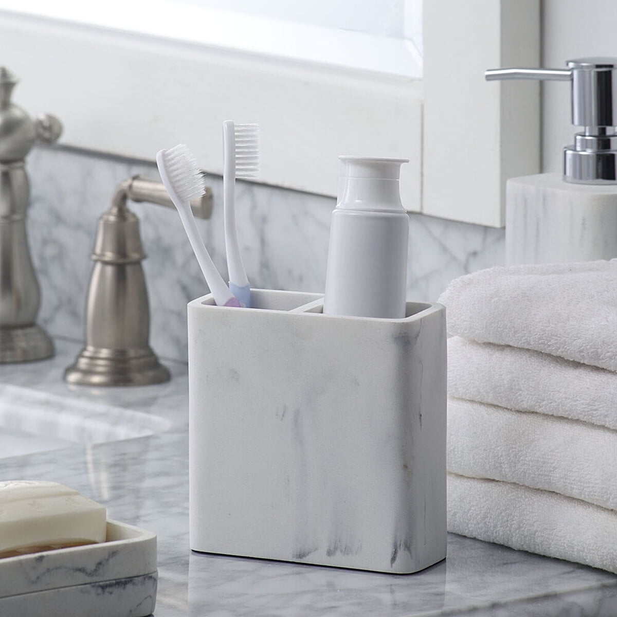 Better Homes & Gardens - Porta Cepillos Better Homes Gardens Mármol Blanco