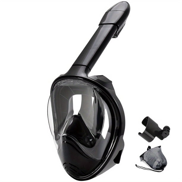 Full Face Snorkel Mask With Camera Mount, 180 Degree Panoramic View Anti-Leak Snorkeling Swimming Diving Goggle For Adults