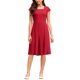 thumbnail image 2 of INSPIRE CHIC Vestido de Mujer con Mangas Cortas Acampanadas Cuello Cuadrado para Negocios Trabajo Línea A Vestidos Plisados 2XL Rojo, 2 of 5