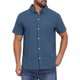 thumbnail image 4 of INSPIRE CHIC Camisas de Regreso a Clases para Hombres Cuello de Punta Manga Corta Botón Abajo Camisas Casuales de Rayas de Lino con Bolsillos L Azul Oscuro, 4 of 6