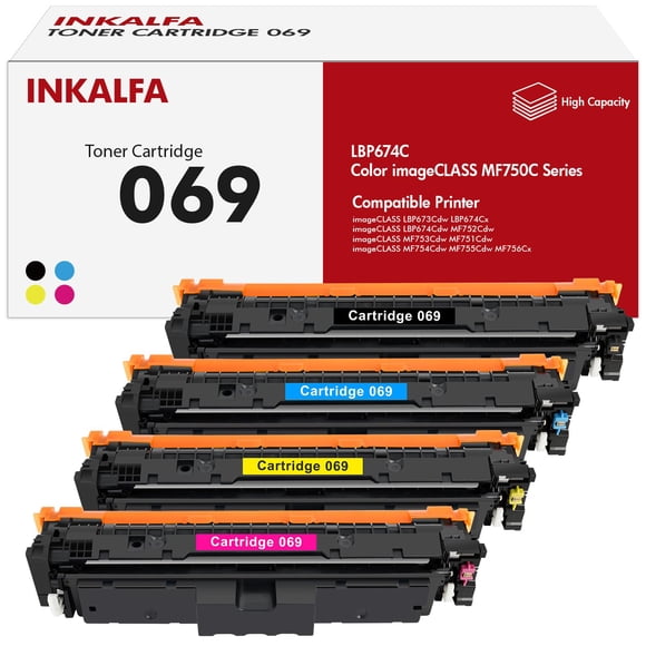 Juego de cartuchos de tóner inkalfa 069 069H compatible con Canon