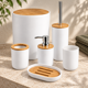 thumbnail image 2 of Set De Baño Completo 6 Piezas De ABS Y Bambu Con Basurero Dispensador Y Escobilla Color Blanco, 2 of 7