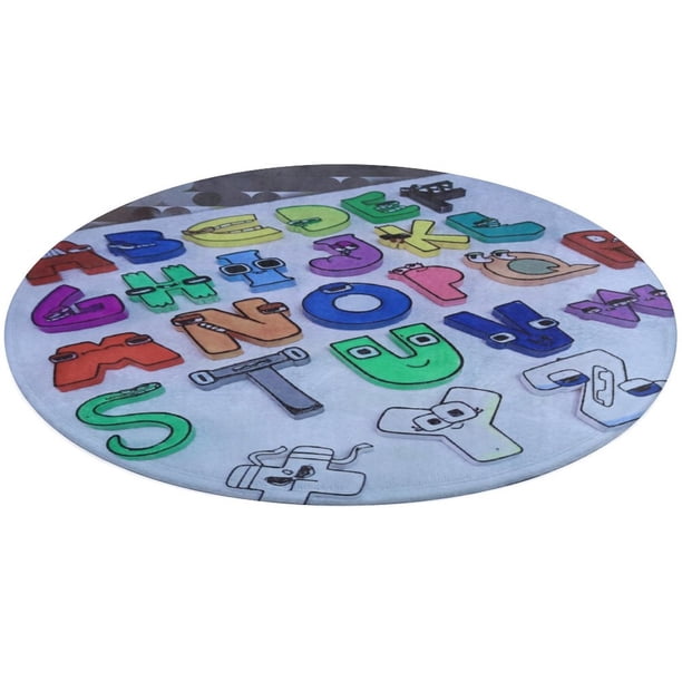 Alphabet Lore / Leyenda del Alfabeto Alfombra Redonda de Felpa Coral, Antideslizante, No Desprende Pelusas, Lavable y Duradera para Salón, Dormitorio y Habitación de Niños 60cm