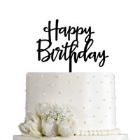 Adorno Para Tartas Aminjie Happy Birthday, Acrílico Negro