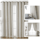 thumbnail image 2 of suxuMhao Cortinas de Estrellas Huecas con Gasa, 2 Piezas 52x72in, Cortinas para Sala/dormitorio, Cortina Transparente Perforada Opaca, Beige + Blanco, Poliéster y Encaje, 2 of 5