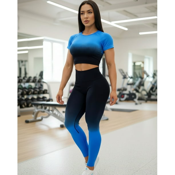Conjunto deportivo Mujer degradé calza push up