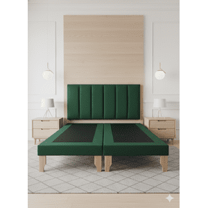 Muebles New - Cama Dos Plaza Lineal Verde Felpa