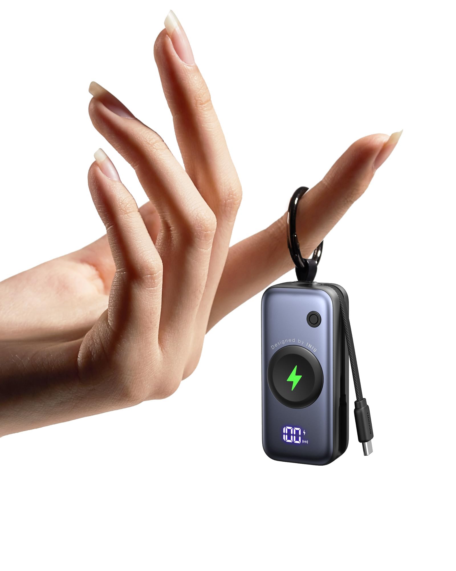 Cargador Portátil Iniu Power Bank De 5000 Mah Con Cable Usb C