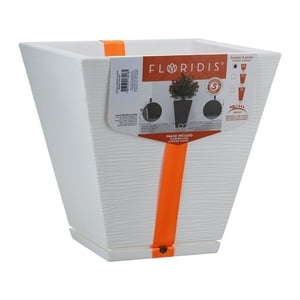 Macetero Floridis Blanco Zurique 34Cm Alto Con Plato