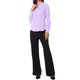 thumbnail image 2 of INSPIRE CHIC Edición Blusa de Mujer Cuello Peter Pan Manga Abullonada Ribete en Contraste Camisa Abotonada L Púrpura Claro, 2 of 6