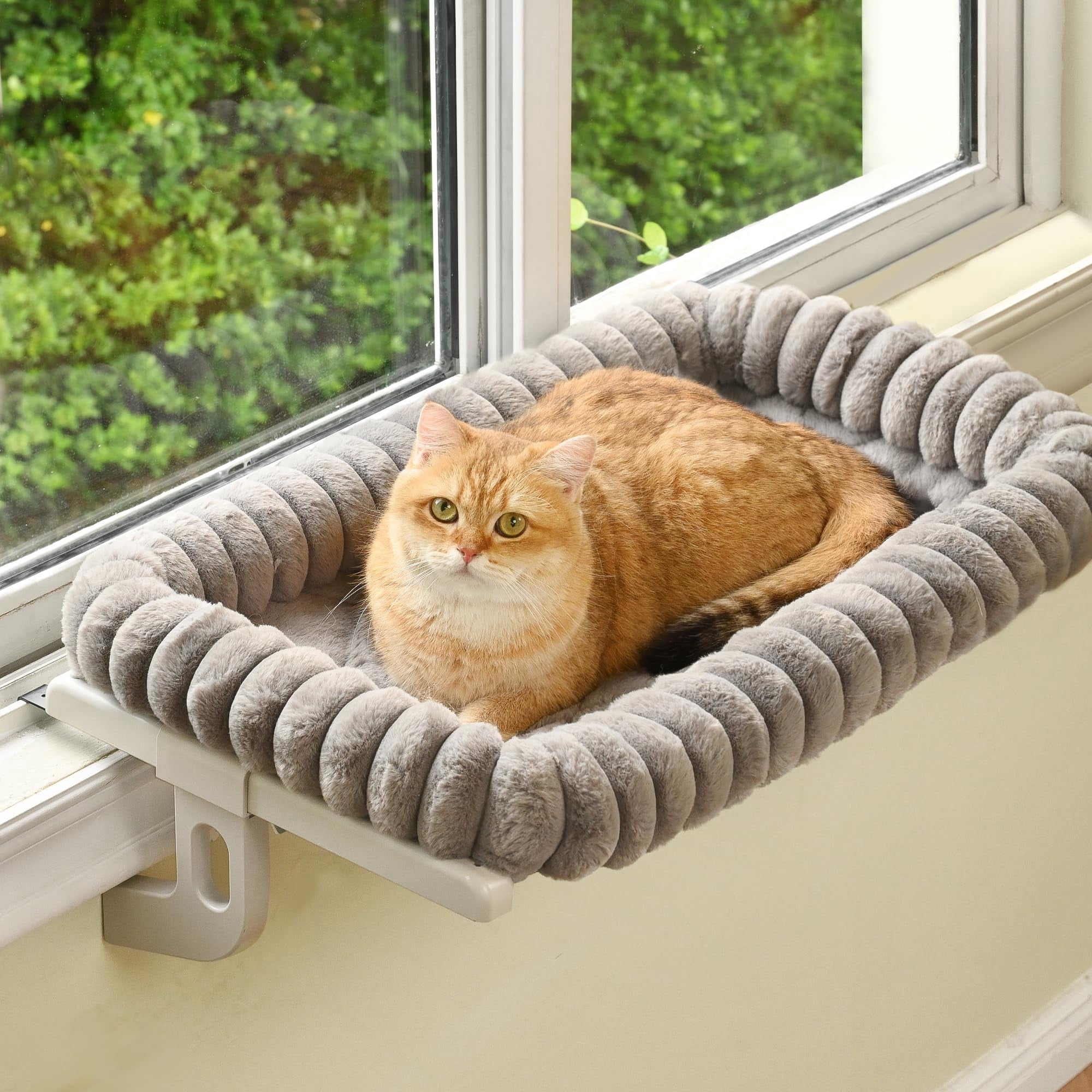 Percha Para Ventana Para Gatos Zoratoo Cloud Cuddle Con Cojín, Color Gris, Tamaño Grande
