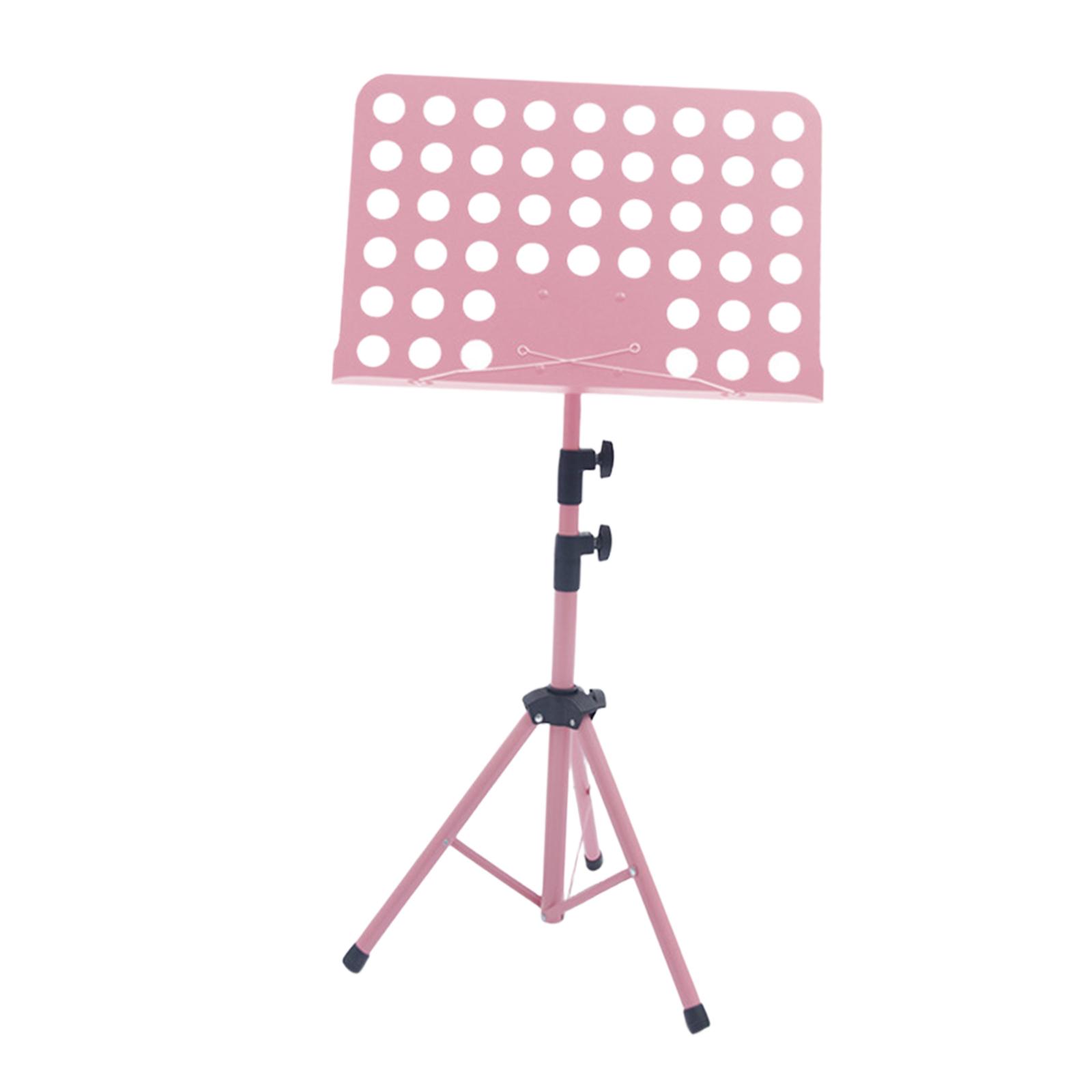 Magideal - Atril Para Partituras Soporte Plegable Ajustable Para Libros Base Metálica Telescópica Portátil Diseño Ligero Estable Adecuado Para Músicos En Concie Rosa