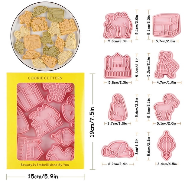 6/8pcs Eid Mubarak Biscuit Mold Cookie Cutter Set DIY Cake Baking Tools Islamic Muslim Party Ramadan Kareem Decoration Supplies
