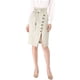 thumbnail image 1 of INSPIRE CHIC Falda Lápiz con Botones Decorativos, Cinturón Dividido y Lazo en la Cintura para Mujer, Talla L, Beige, 1 of 8