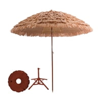 Magideal - Sombrilla De Playa, Sombrilla De Paja, Paja Simulada, Accesorio De Ángulo De Inclinación Ajustable, Toldo Para Lluvia Y Sol, Sombrilla Para Acampar En Base Cuadrúpeda