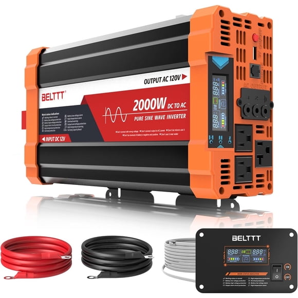 Inversor Onda Pura BELTTT 2000W 12V a 120V LCD
