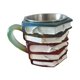 thumbnail image 3 of Taza Con Forma De Libros Apilados Pintados En 3D Para Amantes De La Literatura (9 X 9 X 12 Cm, 260 Ml), 3 of 5
