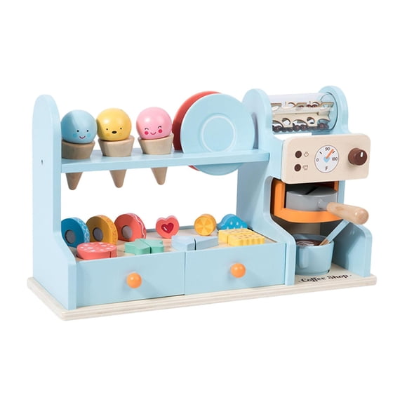 Tienda De Juguetes De Helado De Madera, Regalo De Cumpleaños, Barra De Helado Para Niñas Y Niños A Partir De 3 Años, Azul
