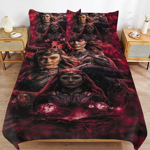 Wanda Maximoff Bedding Sets Ultra Soft Skin-Friendly Duvet Cover 3 Piece, Cute Comforter Cover Bed Set for Boys Girls Kids