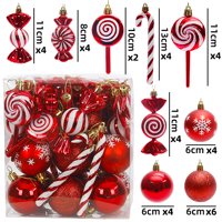 Xusx111 - Ornamentos Del Árbol De Navidad 36 Piezas Multi-Size Candy Cane Shatterproof Ball Ornaments Set Para La Corona De Navidad Y Las Decoraciones De Fiesta, Rojo