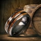 thumbnail image 1 of 1pc Stylish Men's Barrel Gun Gray Stainless Steel Ring with Wood Grain Inlay - Perfect for Weddings and Engagements, 1 of 4