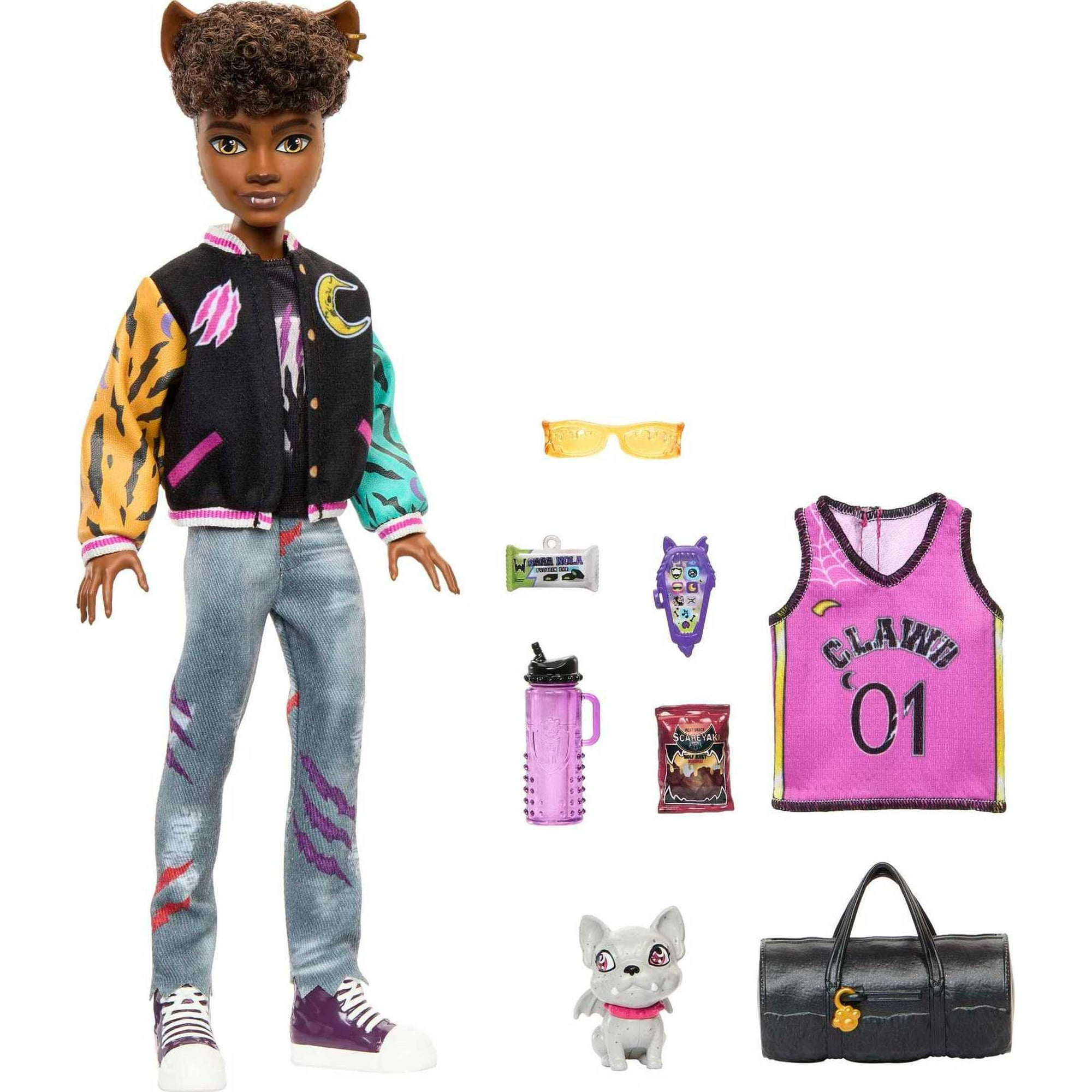 Doll Monster High Clawd Wolf Con Mascota, Gárgola Y Bulldog Monster High Na