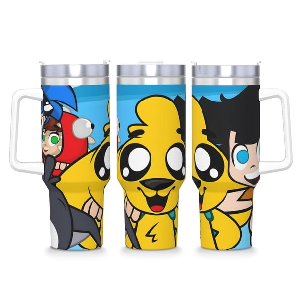 Mikecrack Vaso aislado de acero inoxidable con asa, diseño temático, regalo para familia, amigos y fans; incluye pajita y encaja en el portavasos estándar, 40 oz