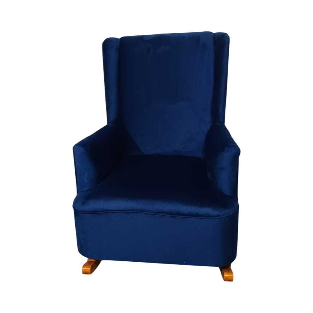 Diseños Valestrini - Sillon Mecedor Felpa Azul Marino