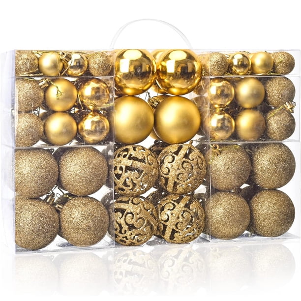 100 bolas navideñas para árbol de Navidad, delicado juego de adornos navideños artesanales de plástico irrompible para Año Nuevo, fiestas de bodas y otras festividades.