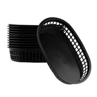 Bothyi - Cestas Ovaladas De Comida Rápida, Platos De Plástico Para Restaurantes, Picnic, Hamburguesas, Color Negro, 12 Uds.