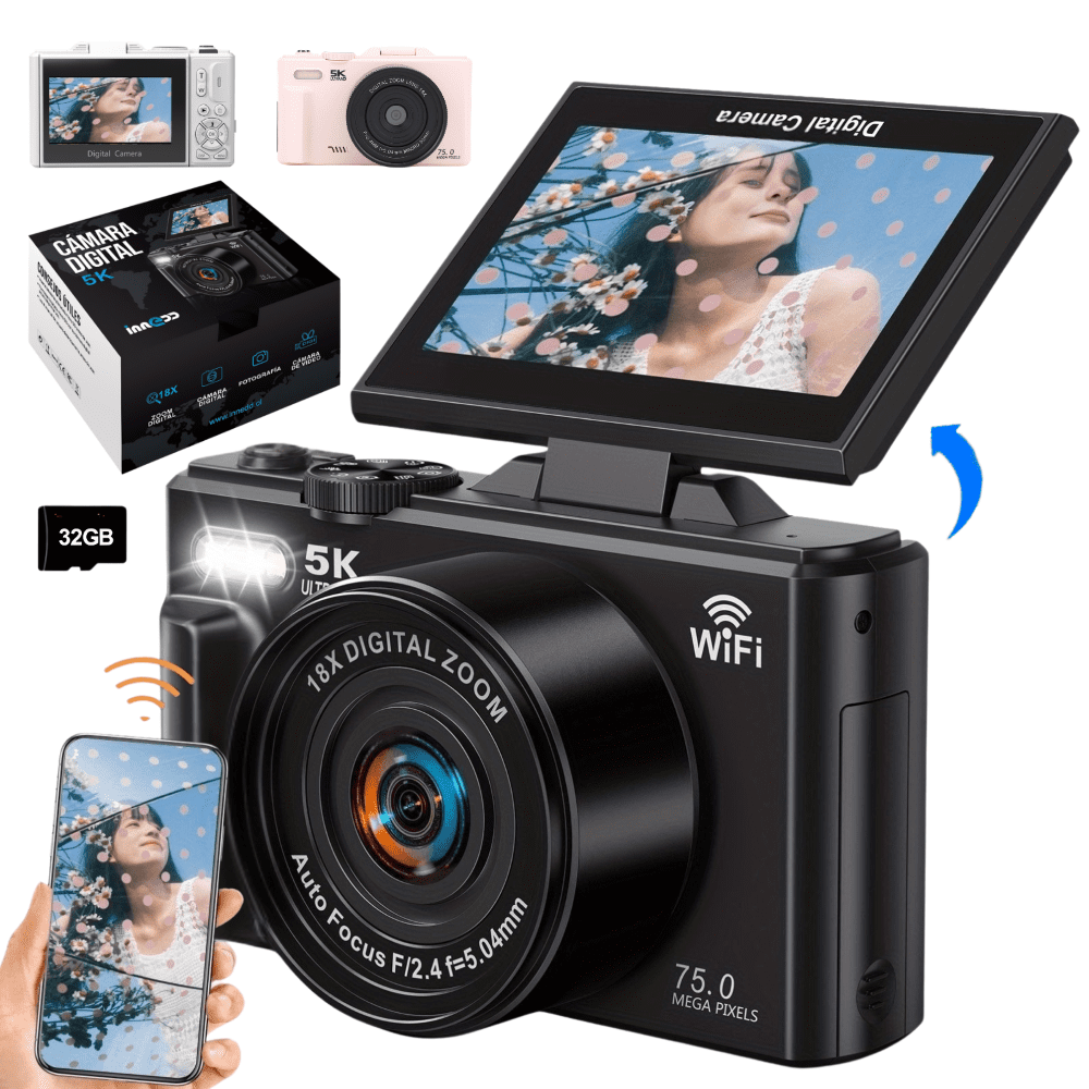 Innedd - Cámara 5k Digital Fotografíca 75mp Con Pantalla Giratoria