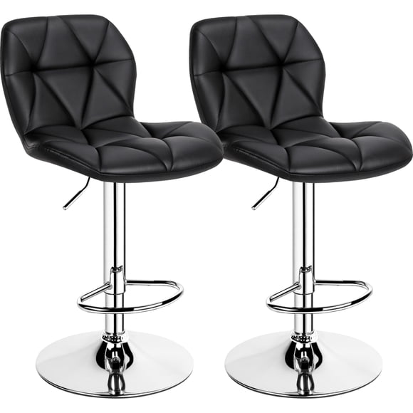 Set de 2 Taburetes de Bar Yaheetech Cuero PU Negro Giratorios